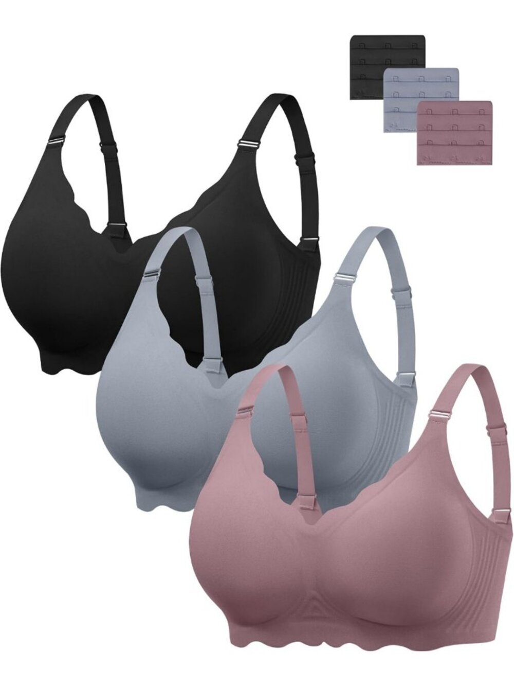 Seamless Wireless Push-Up Jelly Bras for Women - Comfortable T-Shirt Bra Pack